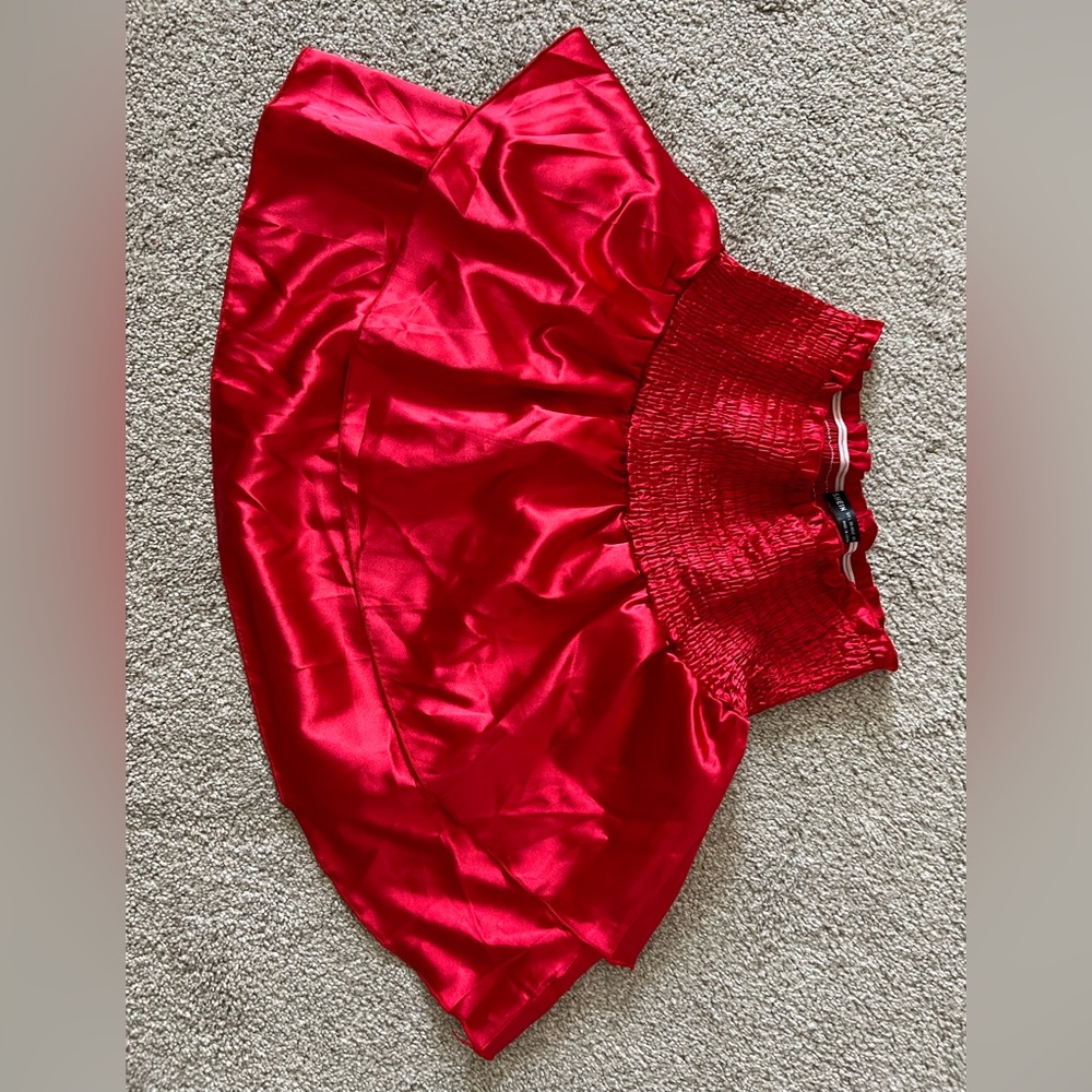 Silky red mini skirt